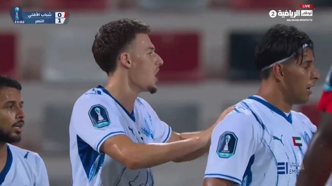 هدف أيدين هروستيتش لفريق النصر بمواجهة شباب الأهلي بالدقيقة 12