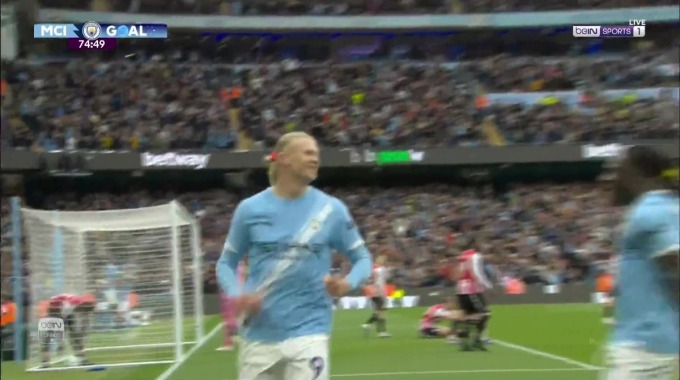 Goal Erling Haaland For Team Man City Against Brentford minute 75