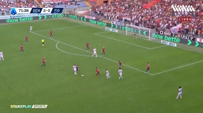 But contre son camp Johan Vásquez Pour l’équipe Genoa Contre Fiorentina à la minute 73