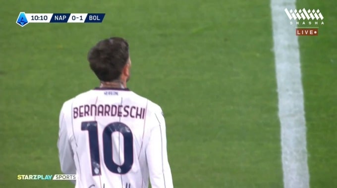 Goal Federico Bernardeschi For Team Bologna Against SSC Napoli minute 10