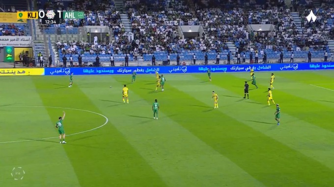 Yellow Card Saeed Al-Hamsl For Team Al Khaleej Against Al-Ahli minute 13