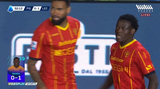 But Lameck Banda Pour l’équipe Lecce Contre Pisa à la minute 52