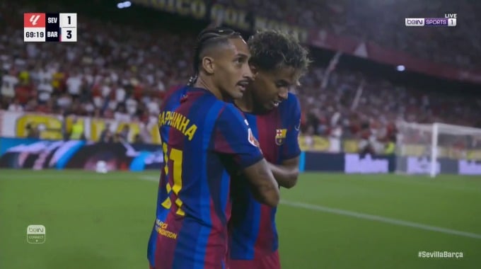 Goal Raphinha For Team Barcelona Against Sevilla minute 69