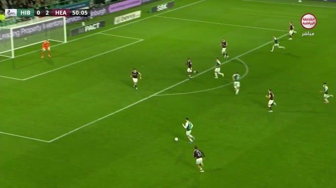 Gol Adam Mayor Para el equipo Hibernian Contra Hearts en el minuto 51