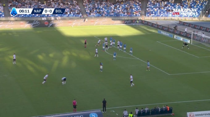 Gol anulado Arthur Theate Para el equipo Bologna Contra SSC Napoli en el minuto 7