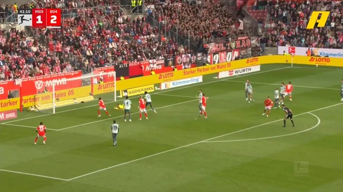 Goal Anthony Caci For Team Mainz 05 Against Leverkusen minute 42
