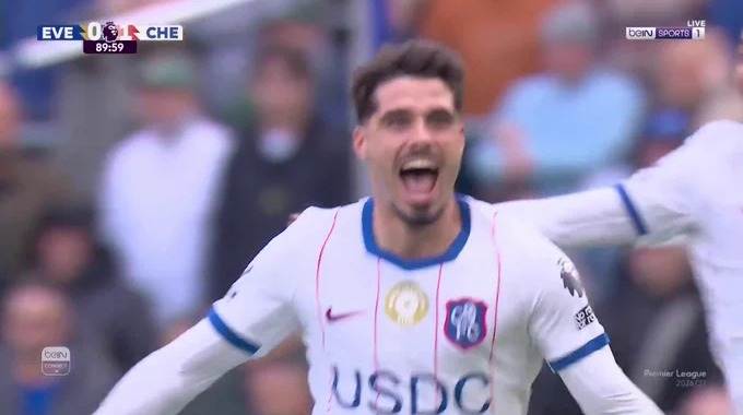 Goal Pedro Neto For Team Chelsea Against Everton minute 90