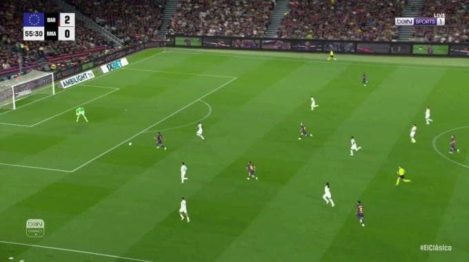 Oportunidad fallida Ferran Torres Para el equipo Barcelona Contra Real Madrid en el minuto 55