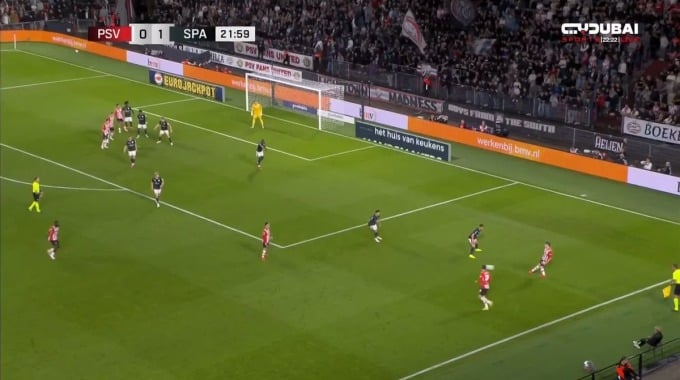 Gol Sven Mijnans Para el equipo PSV Eindhoven Contra Rotterdam en el minuto 23